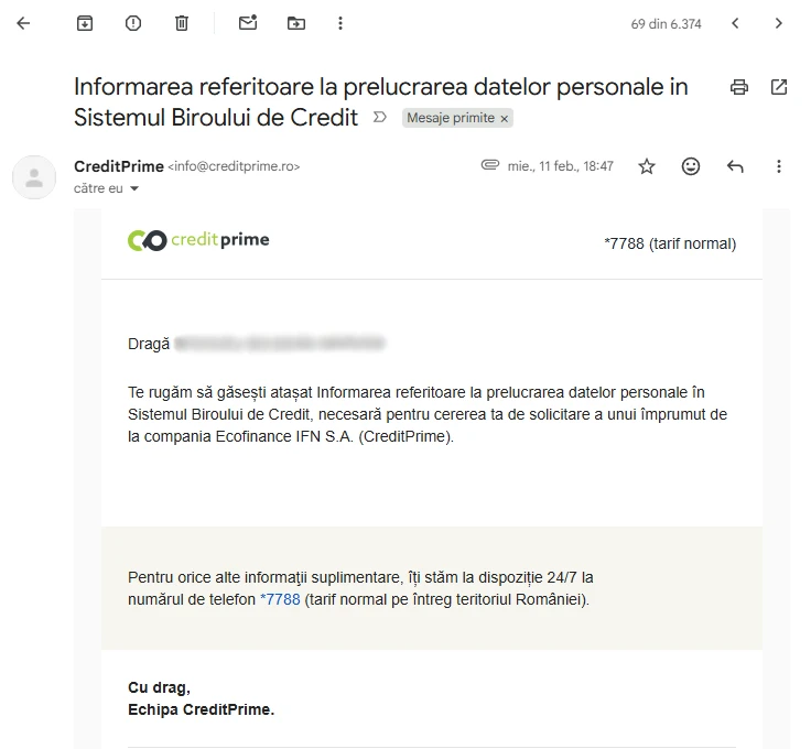 Informarea CreditPrime referitoare la prelucrarea datelor personale in Sistemul Biroului de Credit.webp