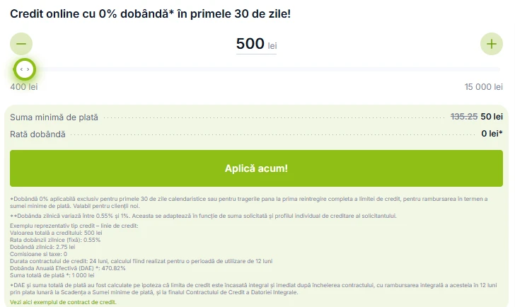 Calculatorul de credit (simulator) CreditPrime.ro