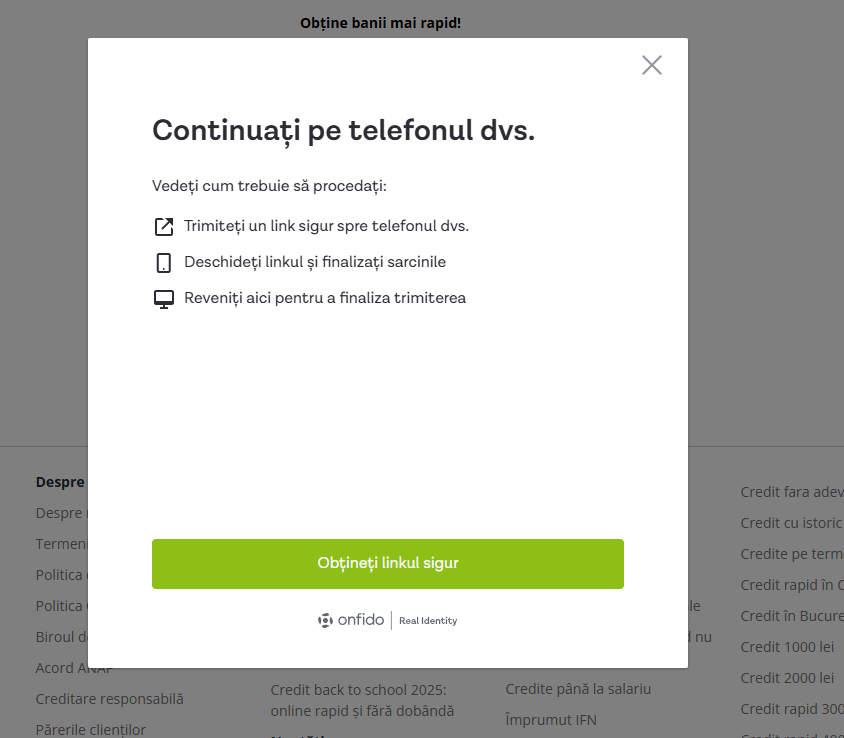 Pasul 2 - Continuare pe telefon