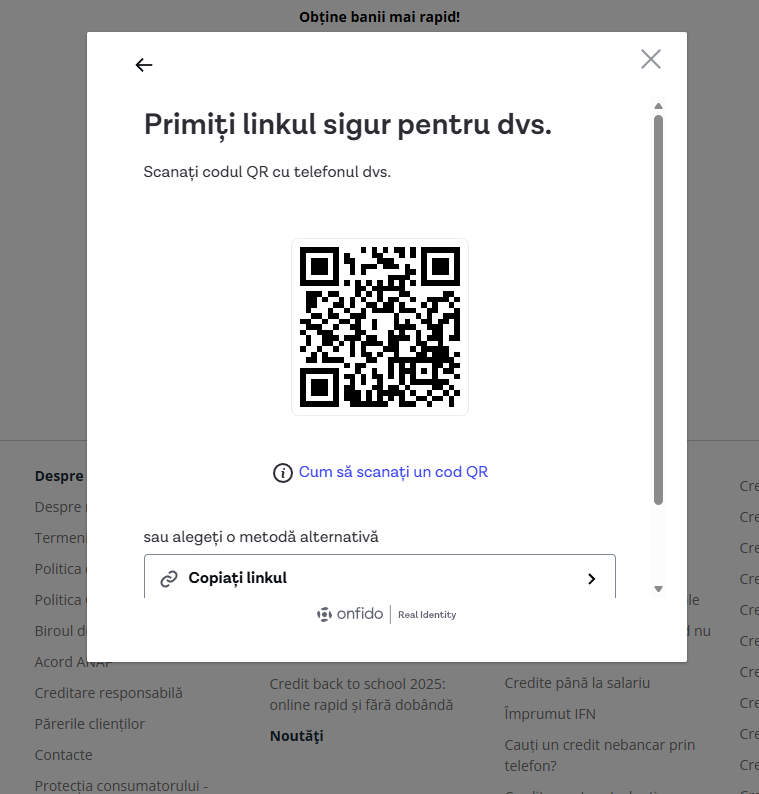 Pasul 3 - scanare cod QR sau accesare link securizat