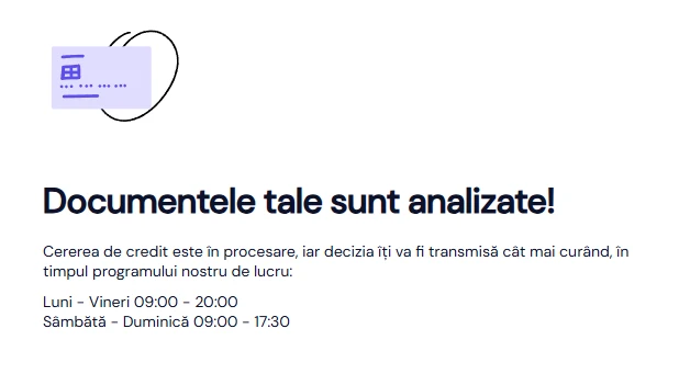 captură de ecran cu mesajul „Documentele tale sunt analizate!”