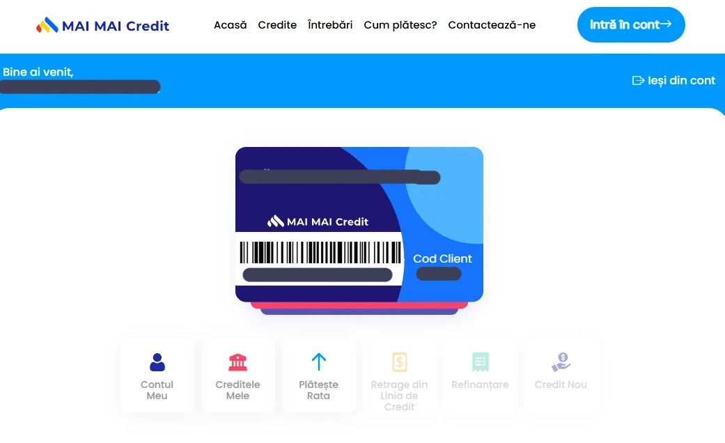 contul de client MAI MAI Credit