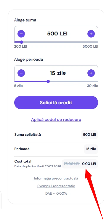 Oferta Acredit cu 05 dobândă la primul împrumut