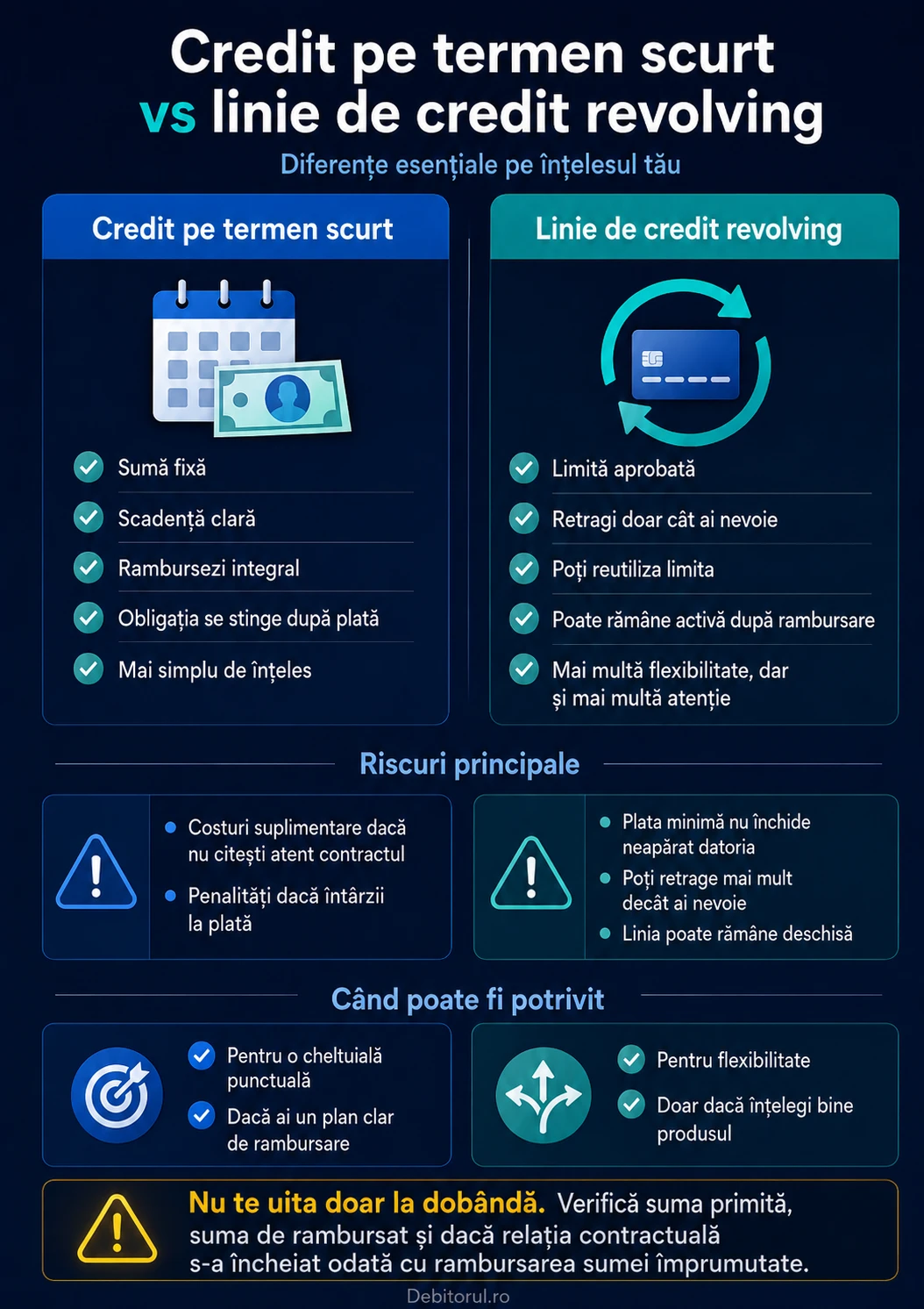 Diferențe esențiale între creditul pe termen scurt și linia de credit tip revolving