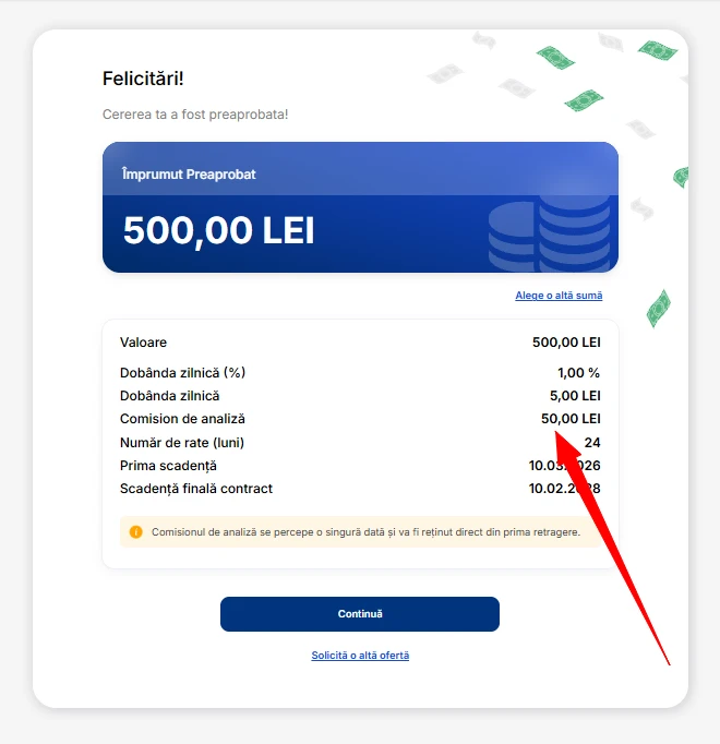 Comisionul de 50 lei la Avinto